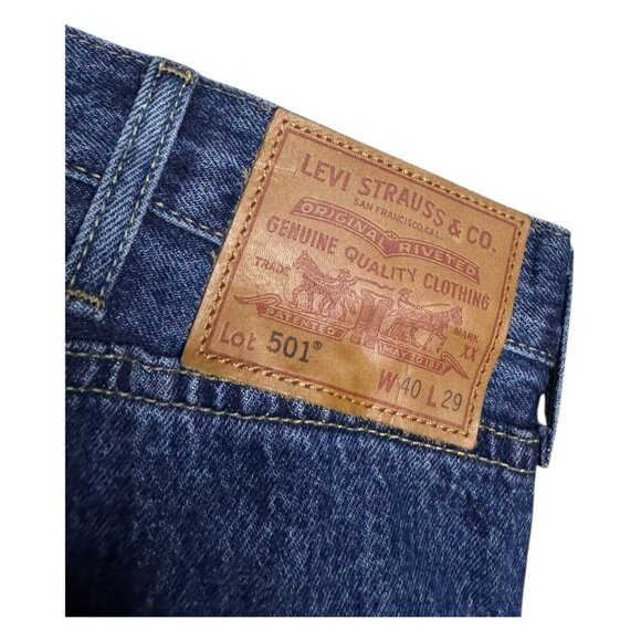 LEVIS 501 Premium Straight Leg Designer Denim Blue Jeans Pants Mens 40x29 - Picture 7 of 8